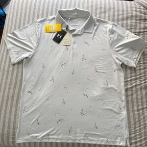 Under Armour Men's Light Gray Polo Shirt with Bird Pattern